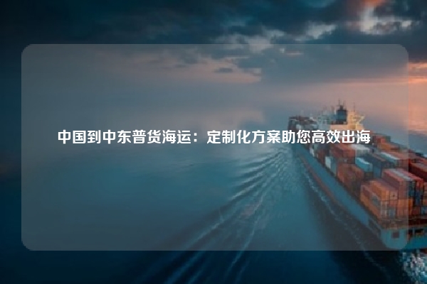 中国到中东普货海运：定制化方案助您高效出海